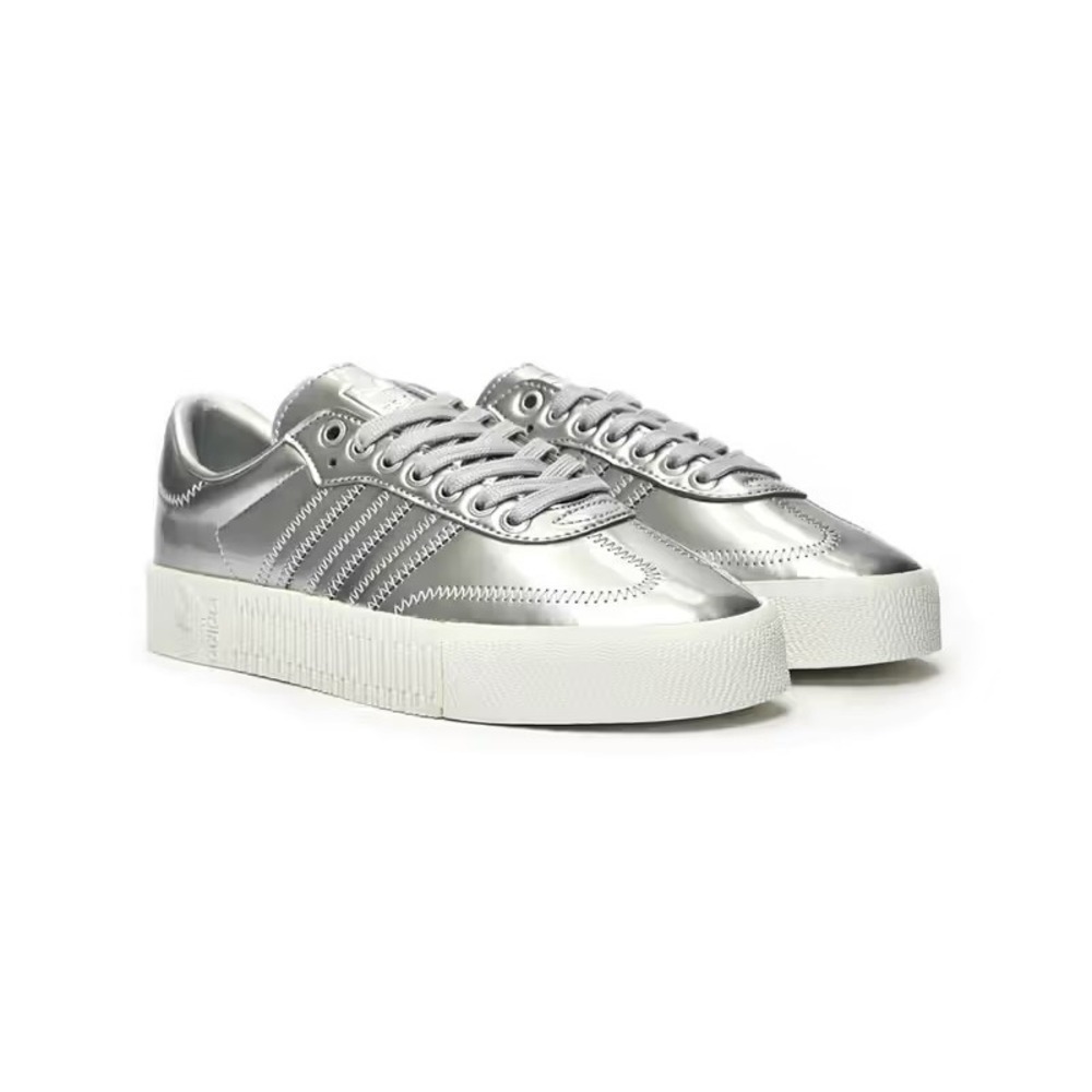 Adidas SAMBAROSE Metallic Silver Platform Sneakers Womens 6‎ FV4057 Low Top EUC